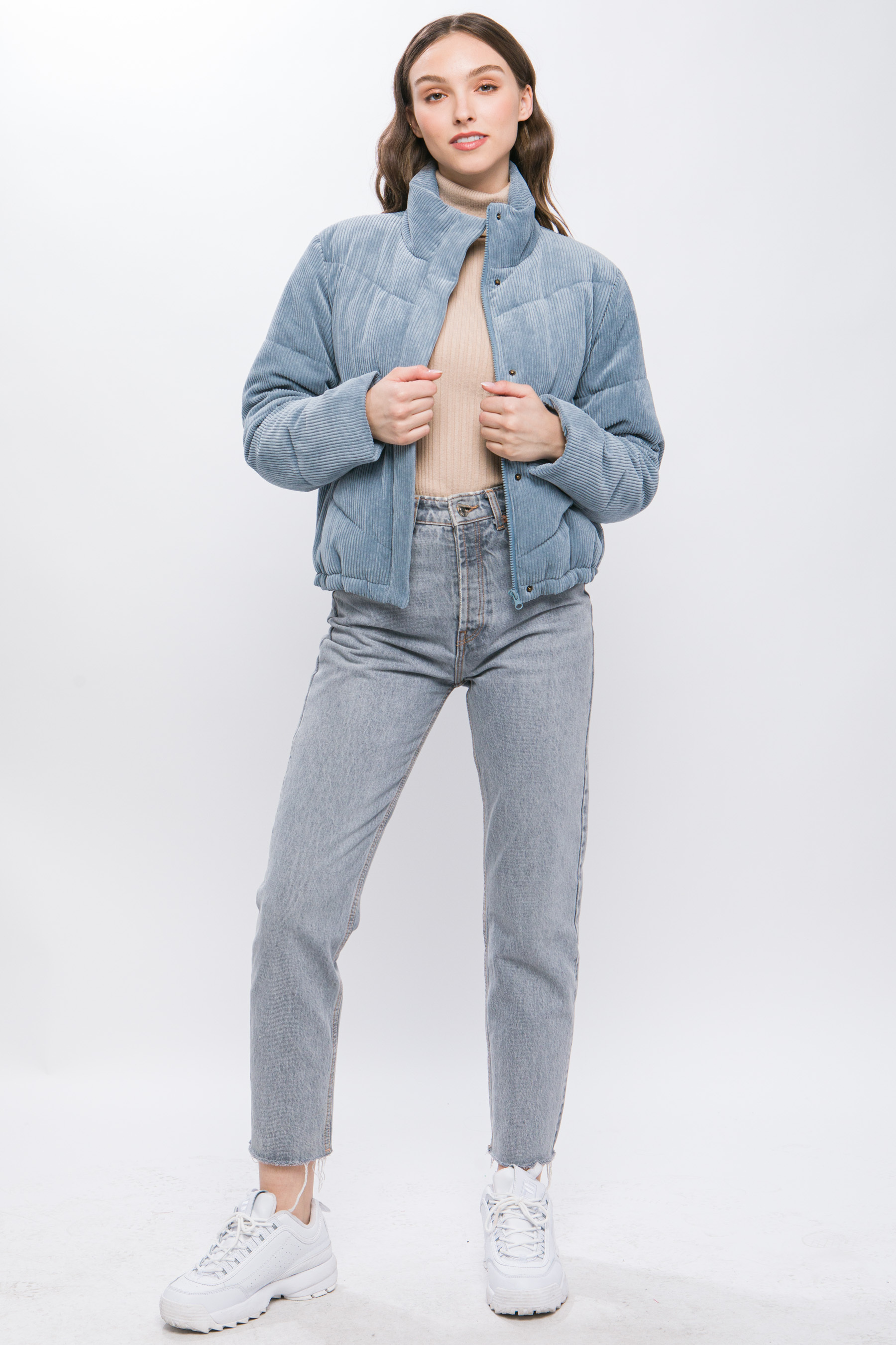 JACKETW Women's Corduroy Stand Collar Jacket-LT-W-6850