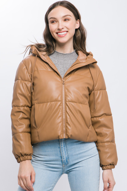 JACKETW Women's Short Hooded Puffer Jacket-LT-W-6961