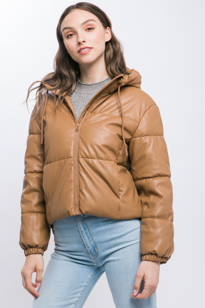 JACKETW Women's Short Hooded Puffer Jacket-LT-W-6961
