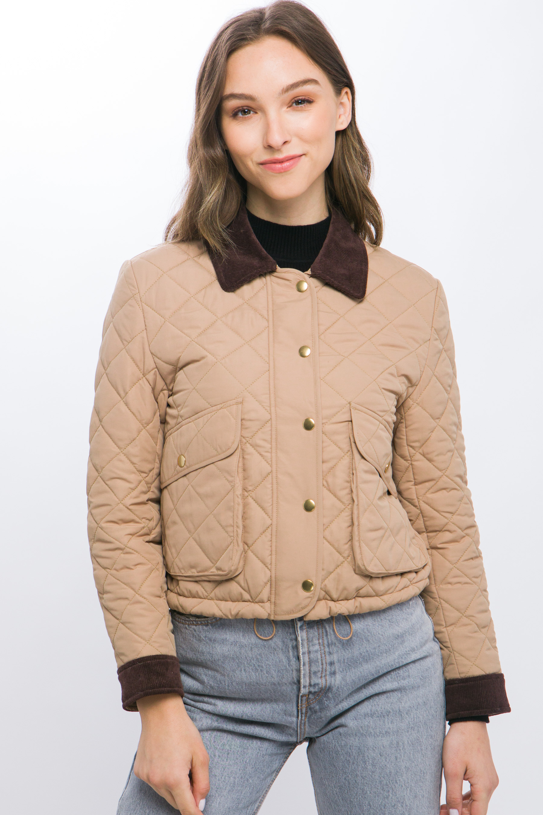 JACKETW Women's Short Diamond Pattern Quilted Padded Jacket -LT-W-6981