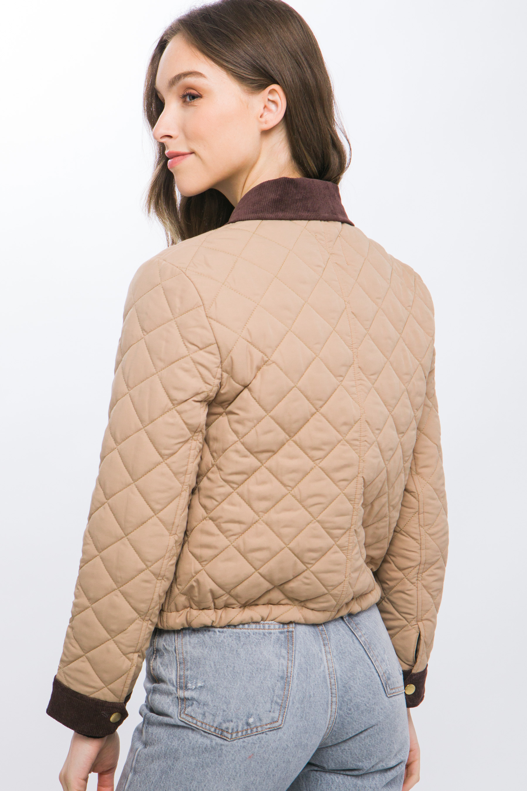 JACKETW Women's Short Diamond Pattern Quilted Padded Jacket -LT-W-6981 