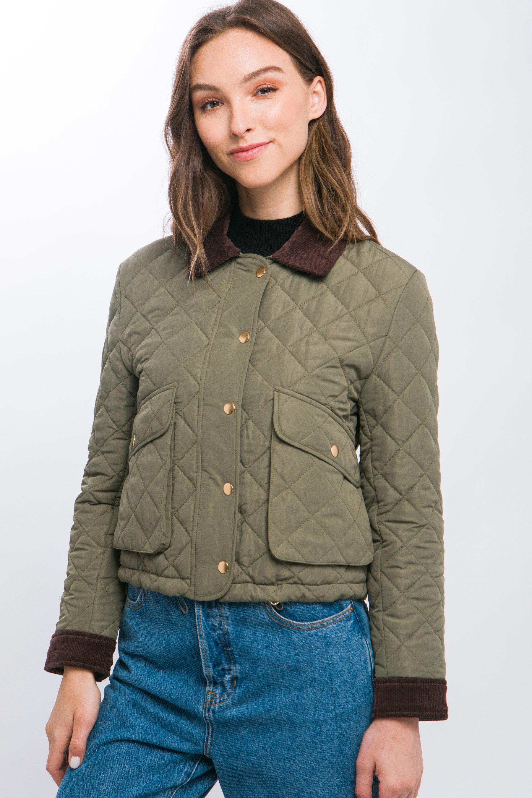 JACKETW Women's Short Diamond Pattern Quilted Padded Jacket -LT-W-6981 