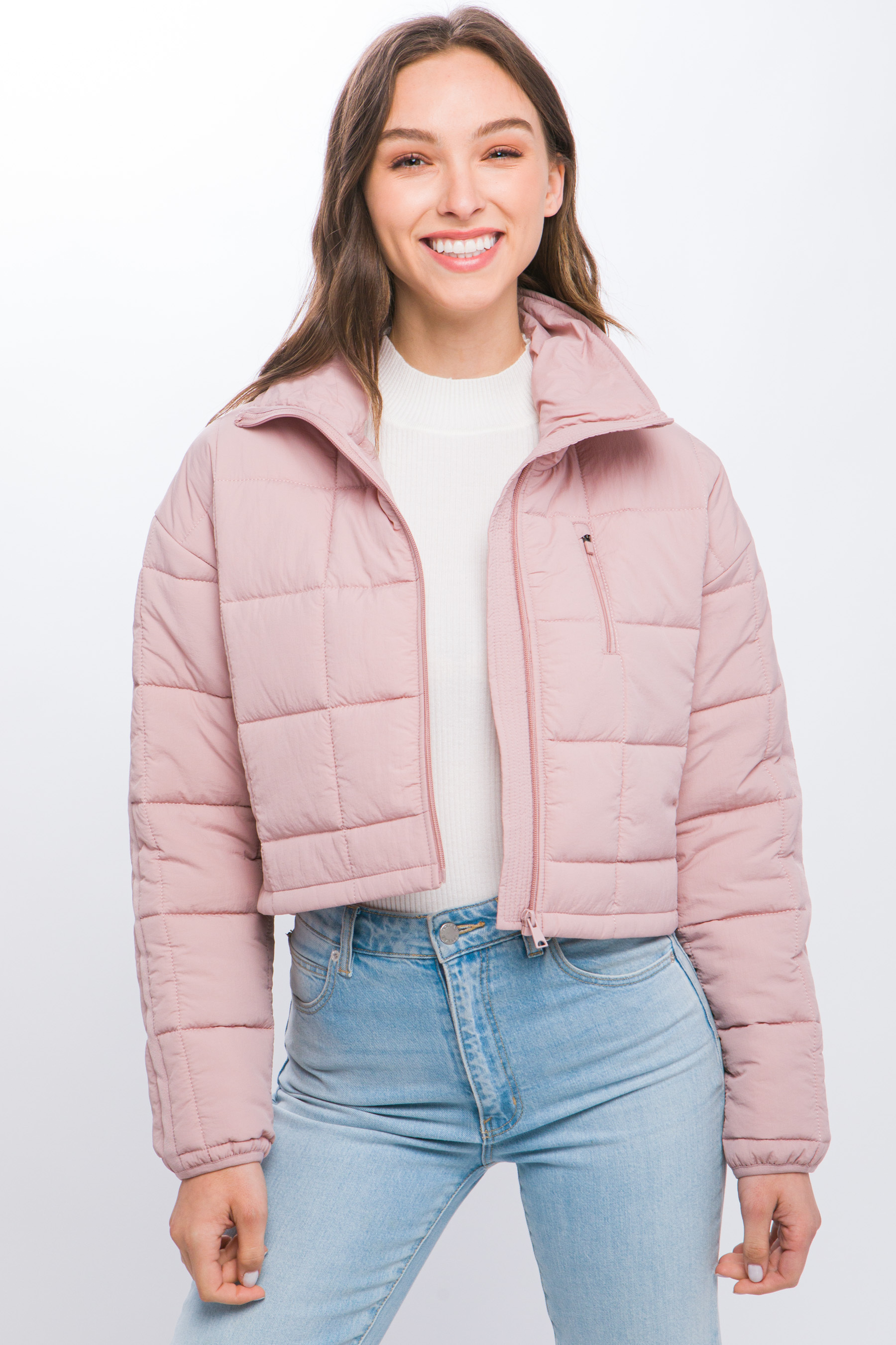 JACKETW Women's Pongee Short Cropped Puffer Jacket-LT-W-7011