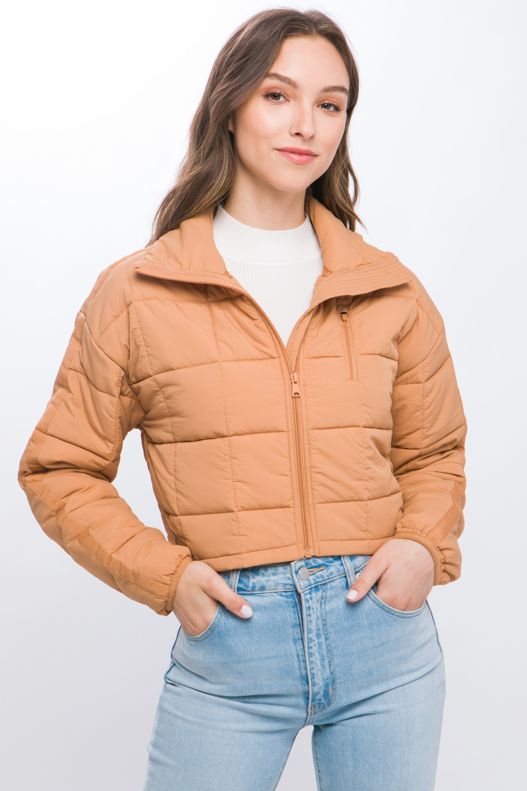 JACKETW Women's Pongee Short Cropped Puffer Jacket-LT-W-7011