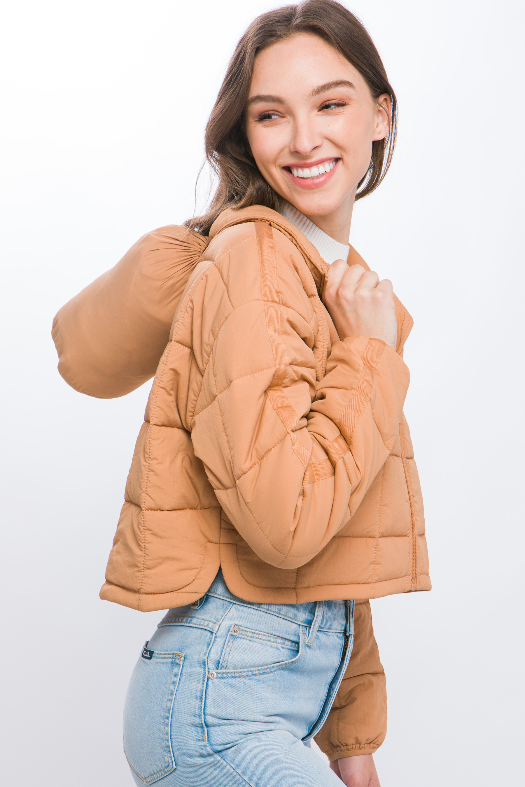 JACKETW Women's Pongee Short Cropped Puffer Jacket-LT-W-7011