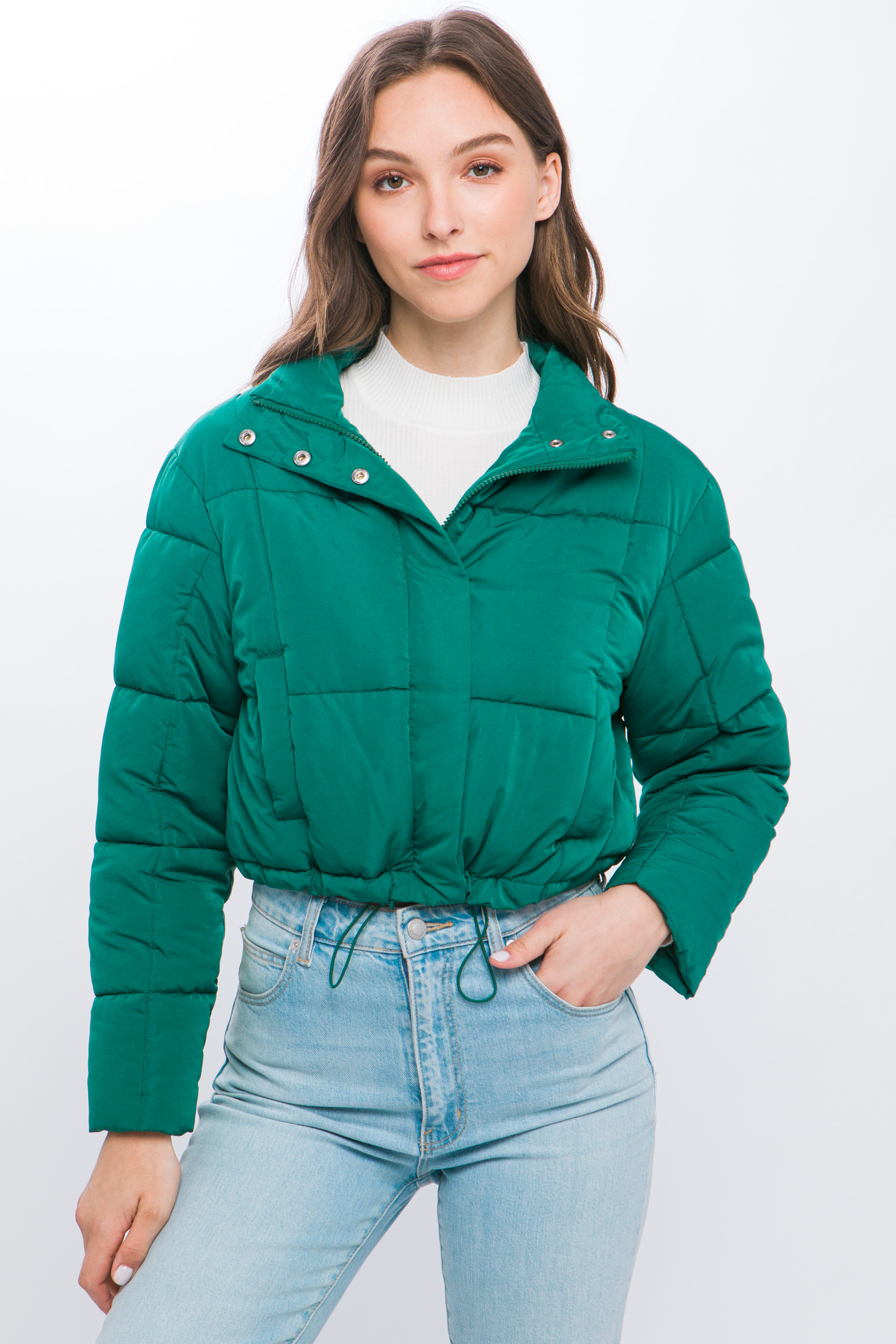 JACKETW Women's Pongee Short Cropped Puffer Jacket-LT-W-7011