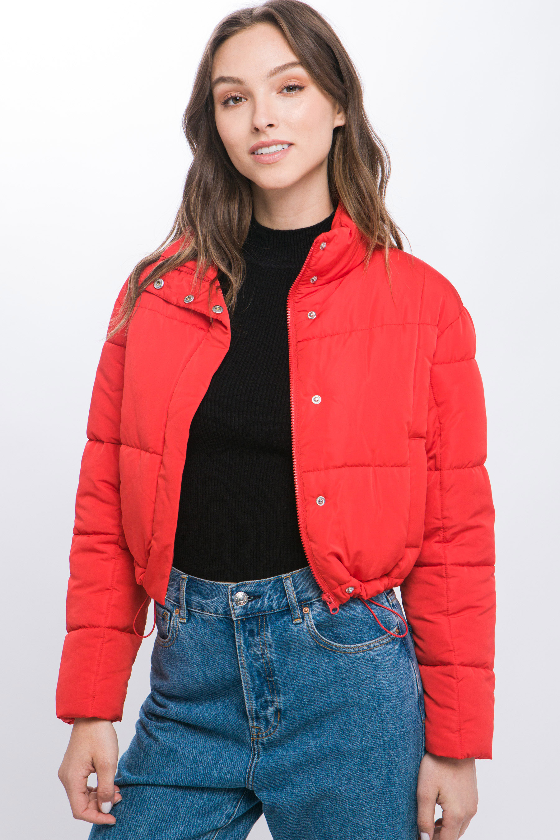 JACKETW Women's Pongee Short Cropped Puffer Jacket-LT-W-7011