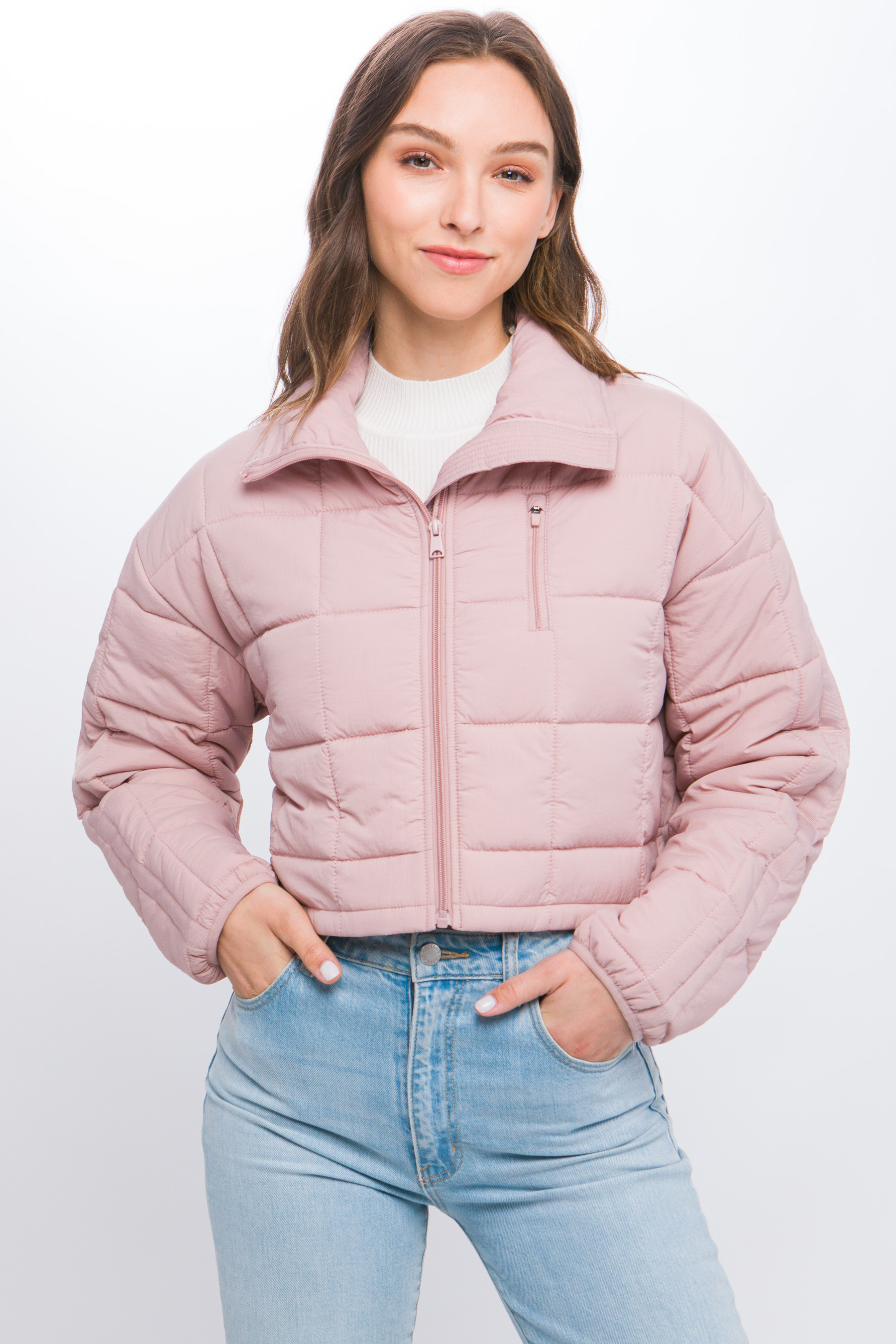 JACKETW Women's Pongee Short Cropped Puffer Jacket-LT-W-7011