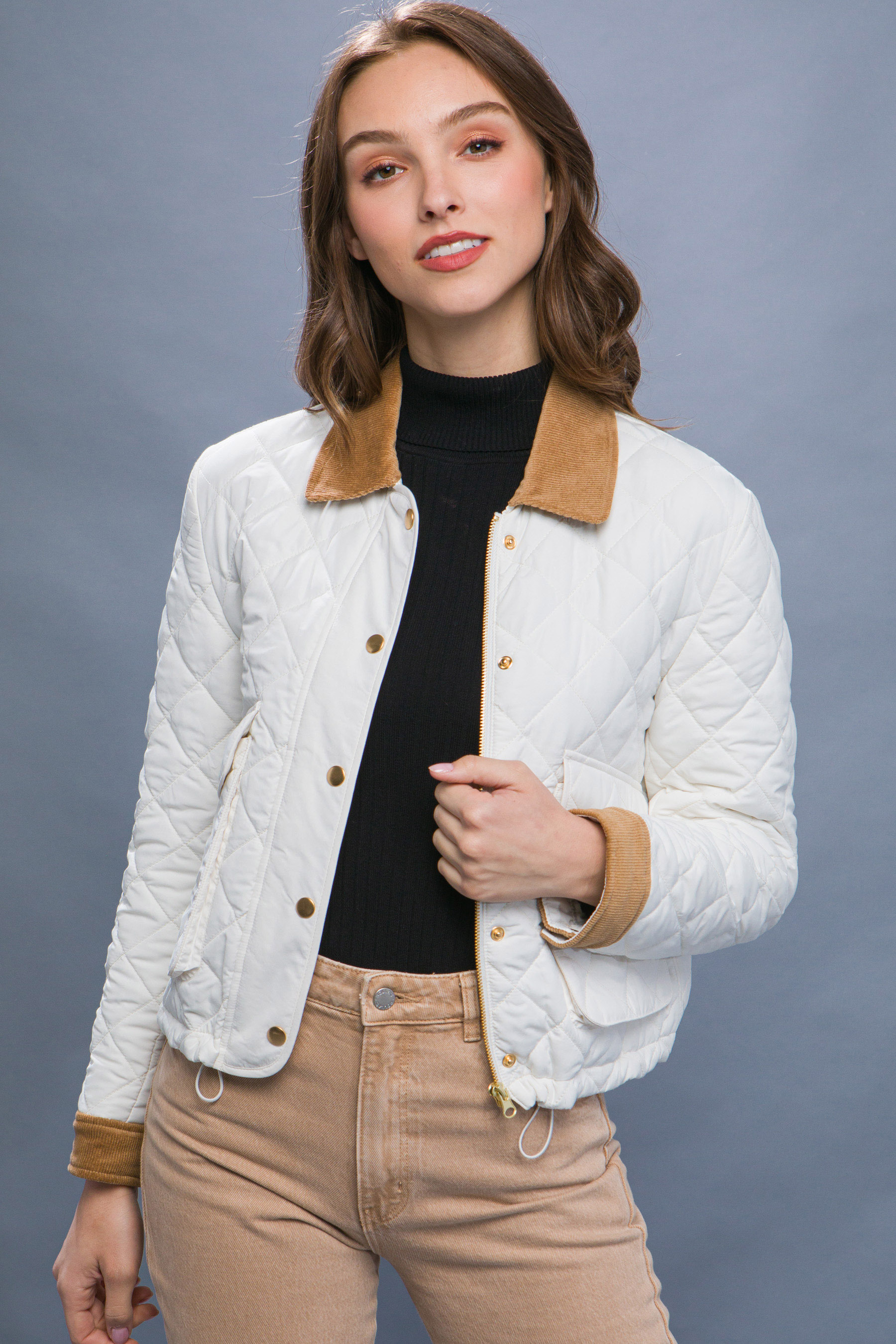 JACKETW Women's Short Diamond Pattern Quilted Padded Jacket -LT-W-6981 