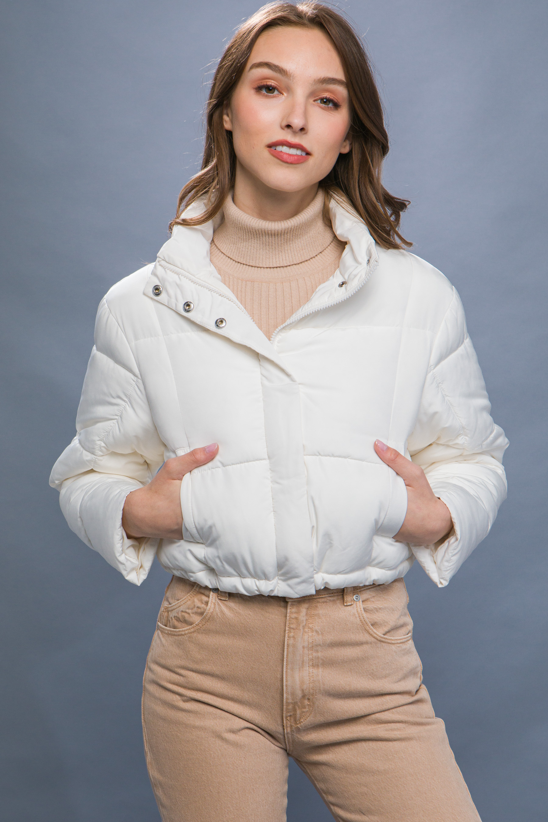 JACKETW Women's Pongee Short Cropped Puffer Jacket-LT-W-7011