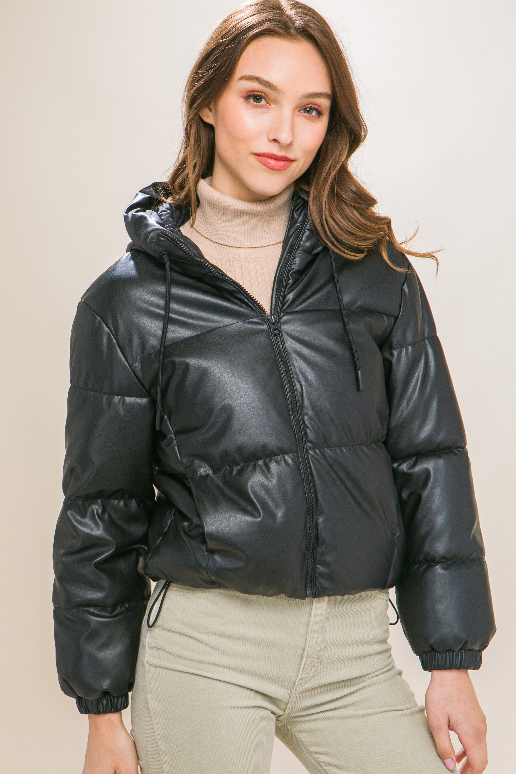 JACKETW Women's Short Hooded Puffer Jacket-LT-W-6961