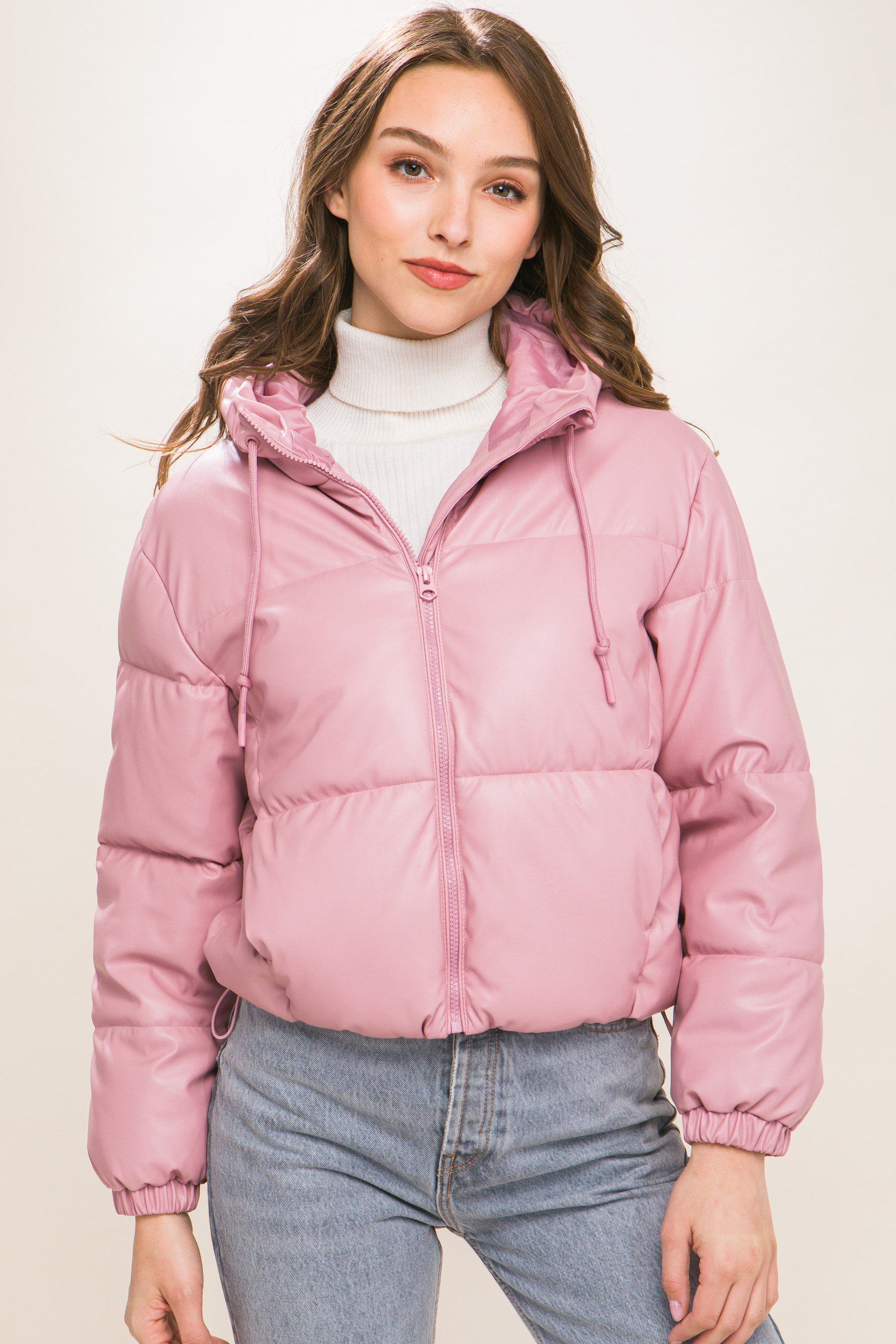 JACKETW Women's Short Hooded Puffer Jacket-LT-W-6961