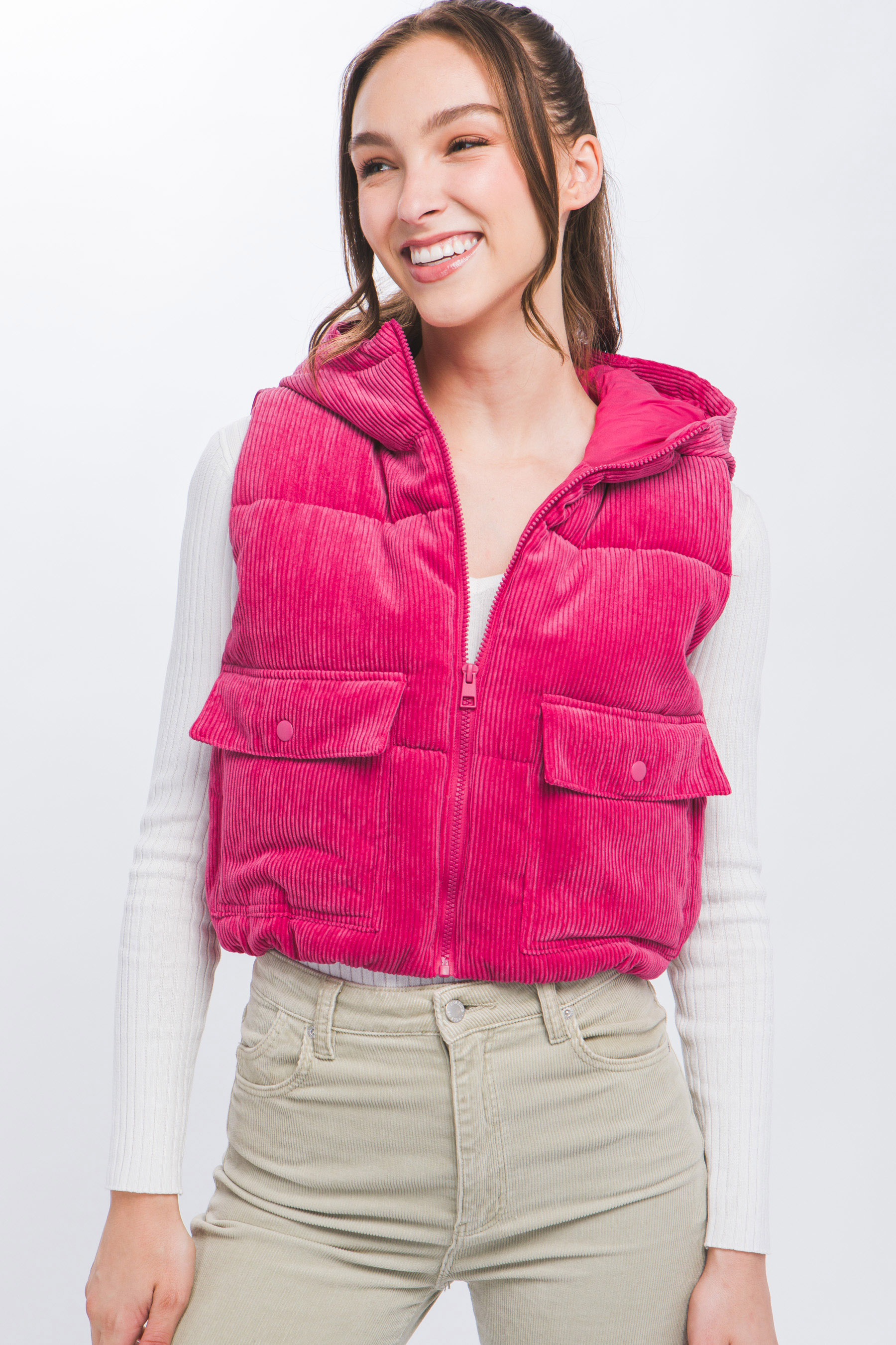 JACKETW Women's Corduroy Short Vest Jacket-  LT-W-6810 