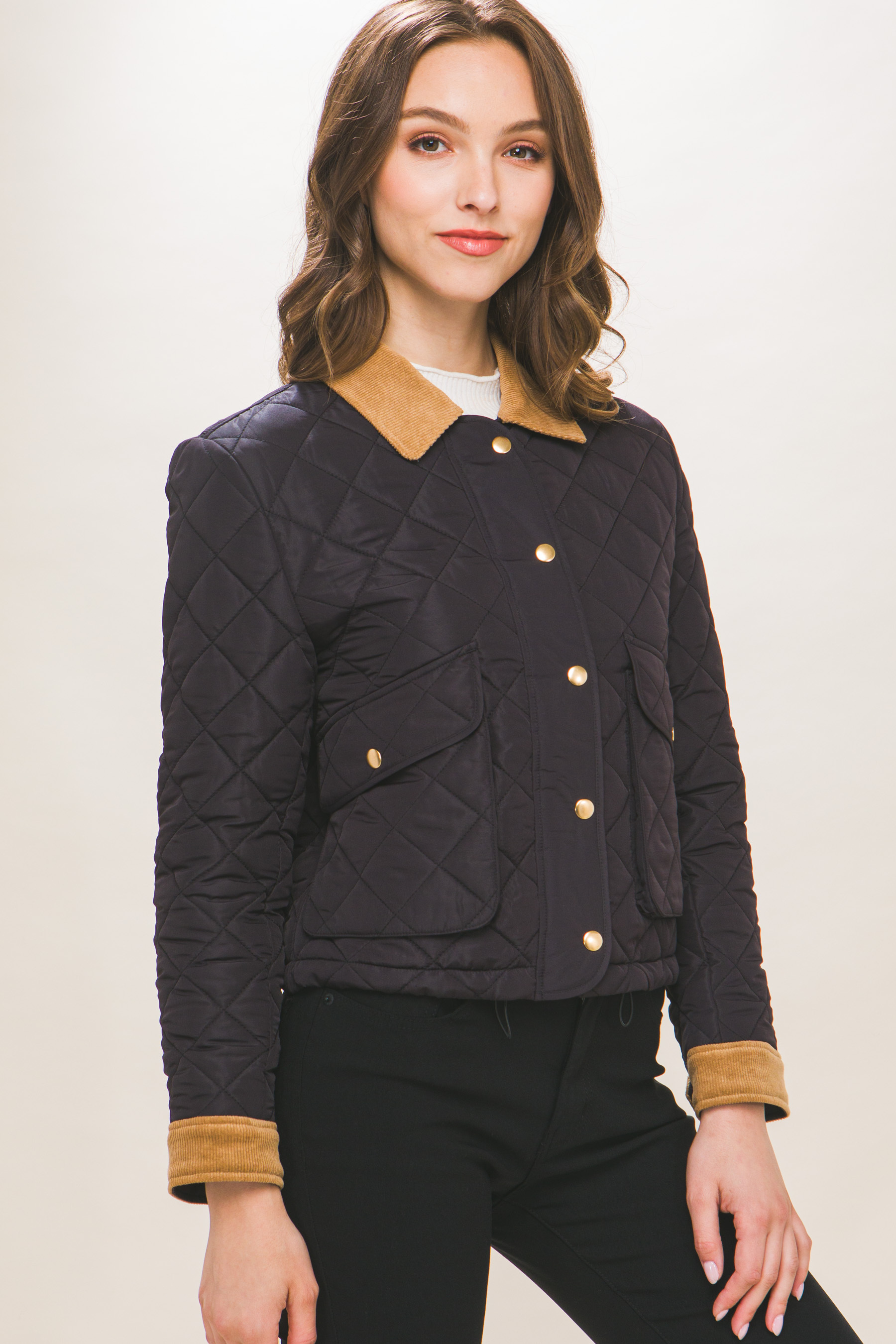 JACKETW Women's Short Diamond Pattern Quilted Padded Jacket -LT-W-6981 