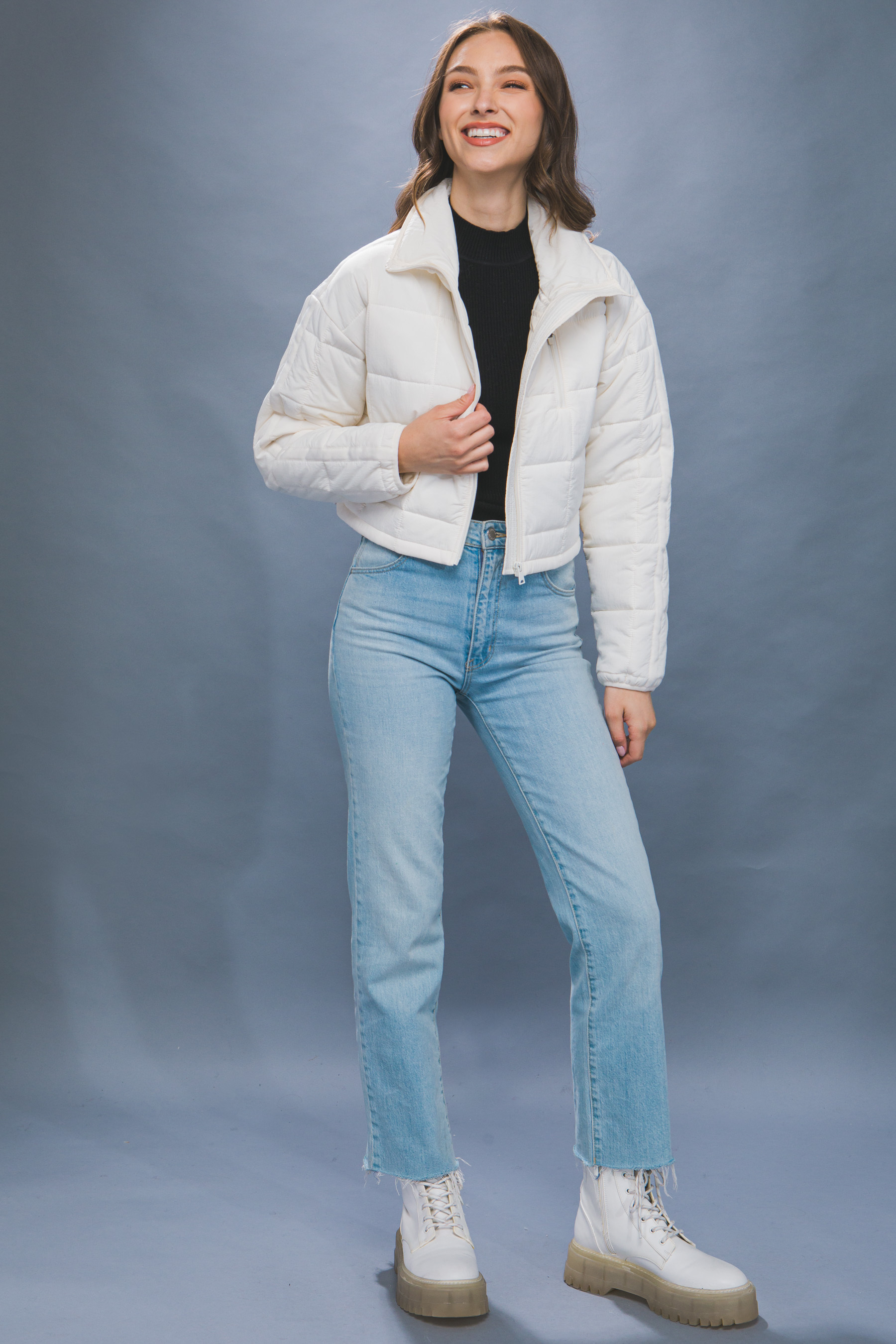 JACKETW Women's Pongee Short Cropped Puffer Jacket-LT-W-7011