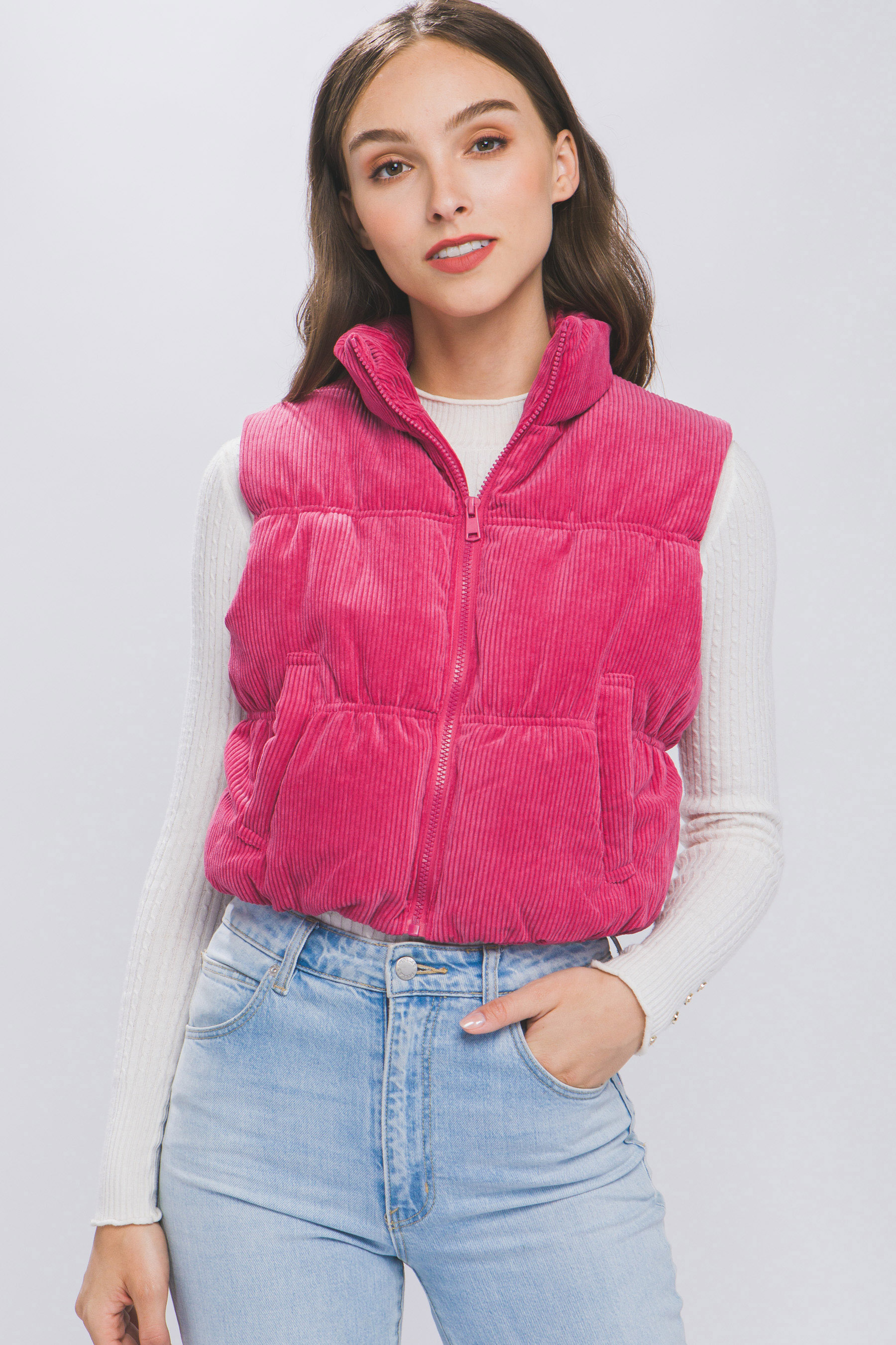 JACKETW Women's Corduroy Short Vest Jacket-  LT-W-6810 