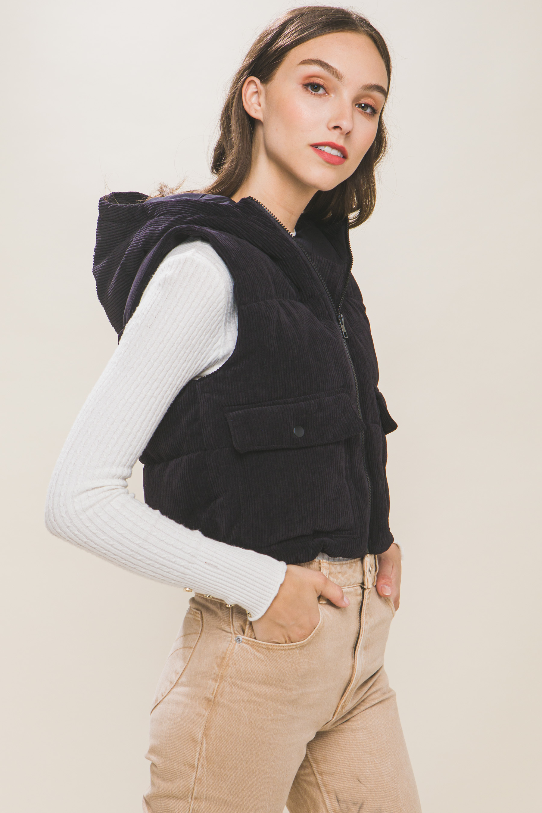 JACKETW Women's Corduroy Short Vest Jacket-  LT-W-6810 