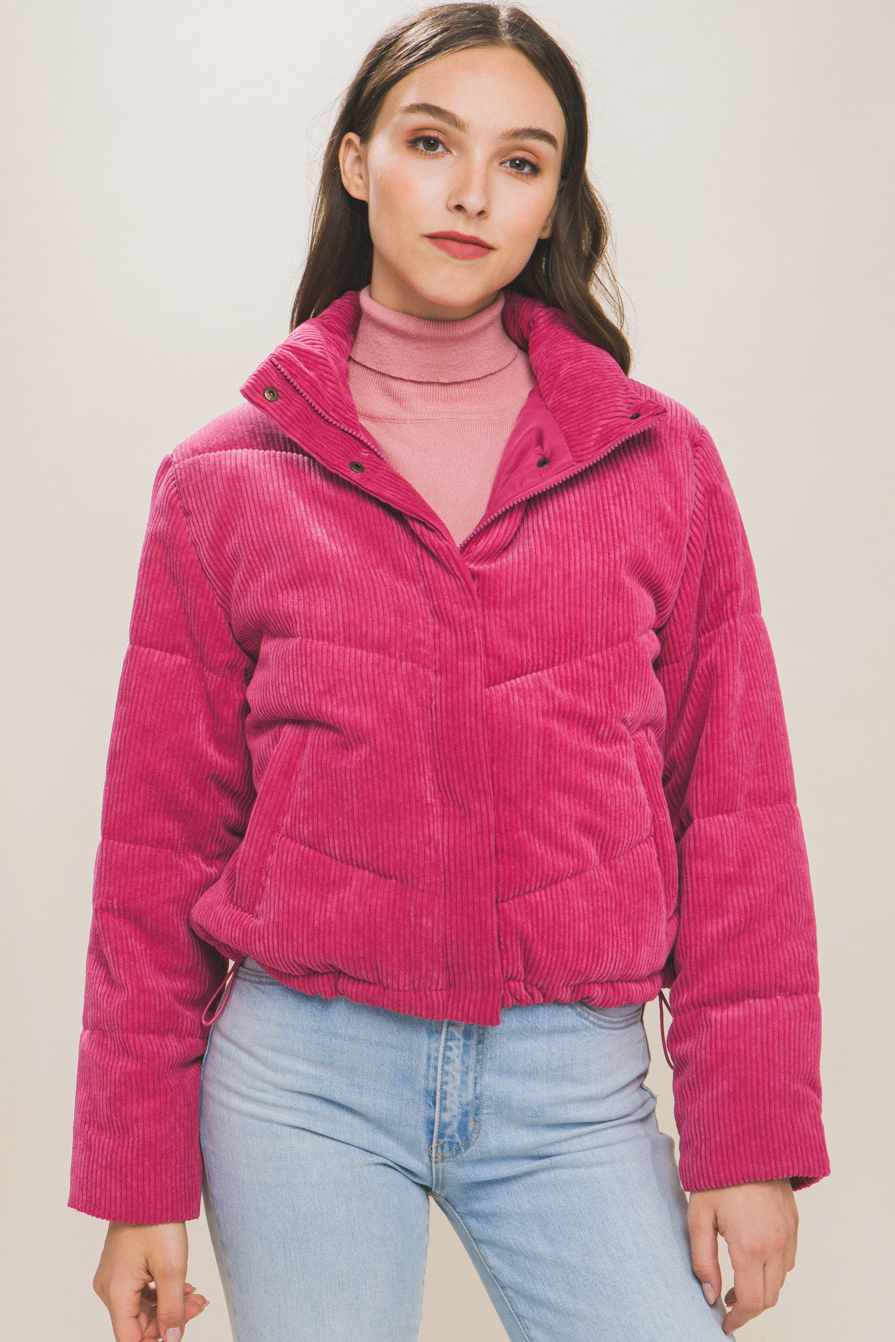 JACKETW Women's Corduroy Stand Collar Jacket-LT-W-6850