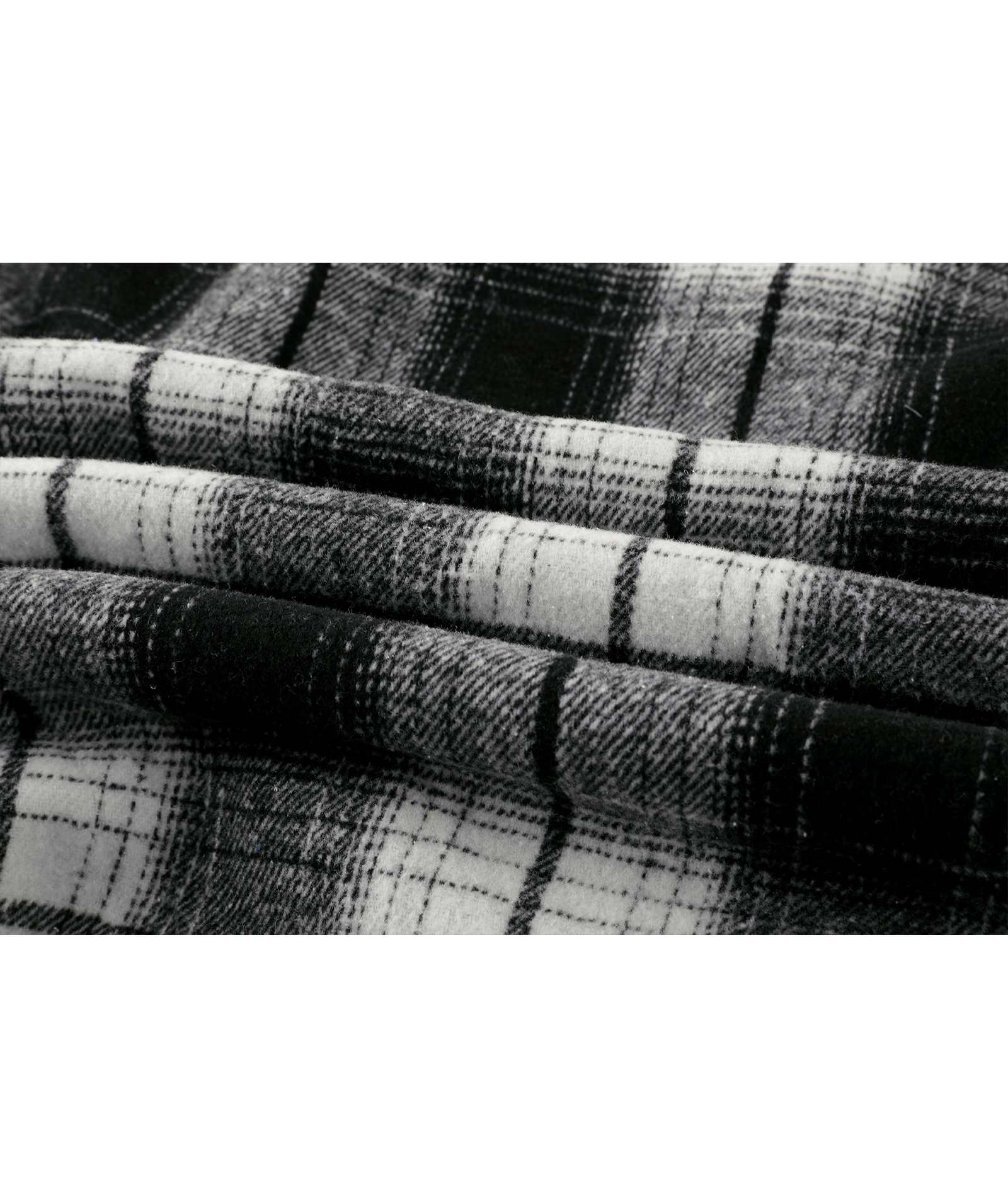 Men's Long Sleeve Full Zipper Plaid Fleece Shirt-CUMJA04084