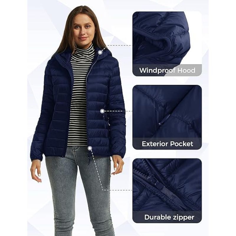 JACKETW Women's Full Zip Lightweight Winter Down Jacket-DJ19005