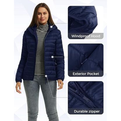 JACKETW Women's Full Zip Lightweight Winter Down Jacket-DJ19005