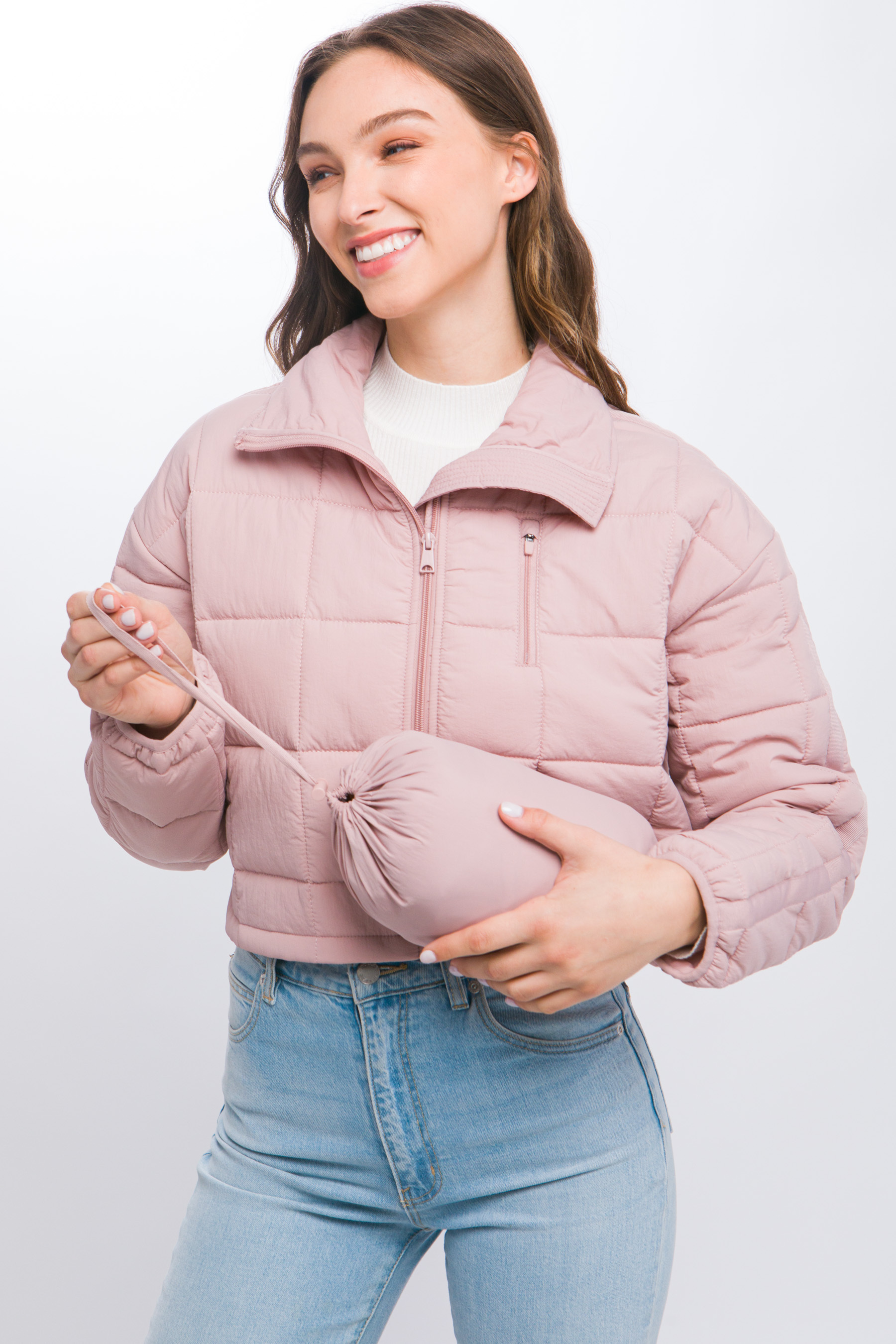 JACKETW Women's Pongee Short Cropped Puffer Jacket-LT-W-7011