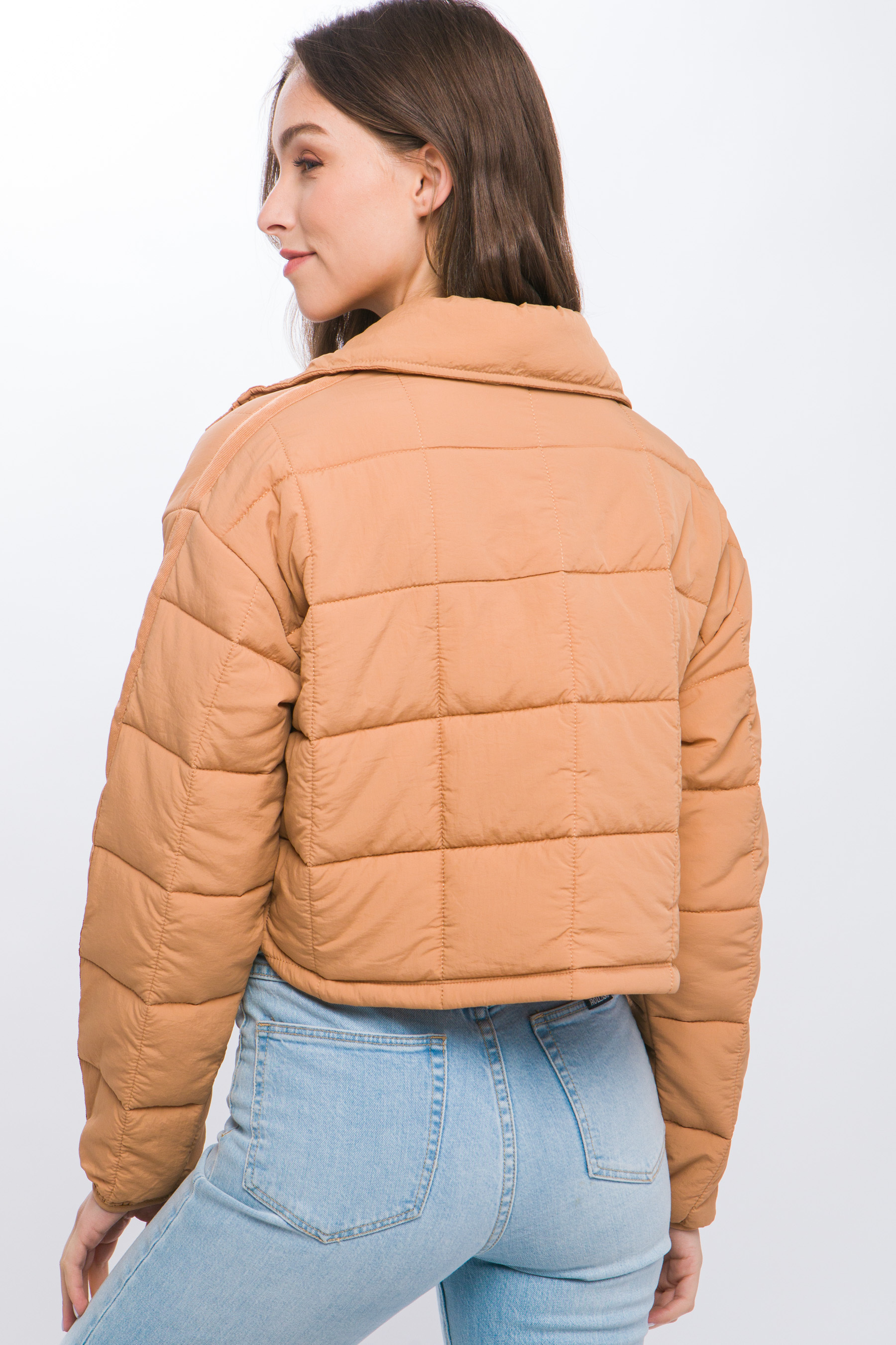 JACKETW Women's Pongee Short Cropped Puffer Jacket-LT-W-7011