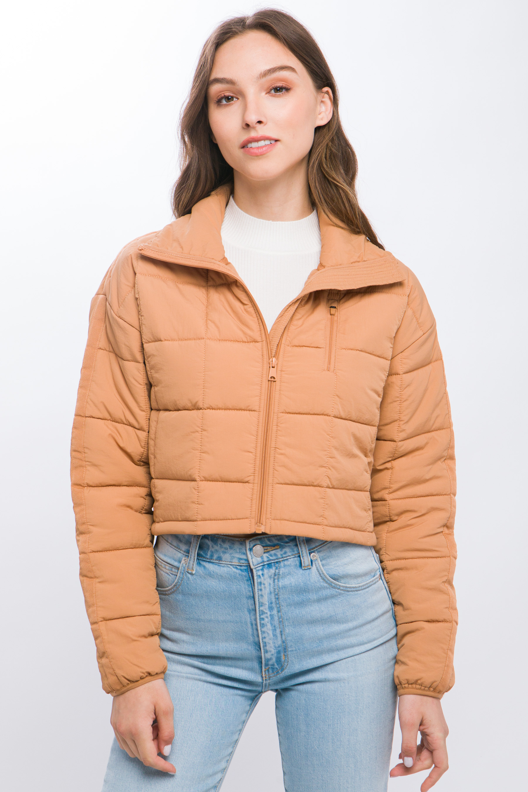 JACKETW Women's Pongee Short Cropped Puffer Jacket-LT-W-7011