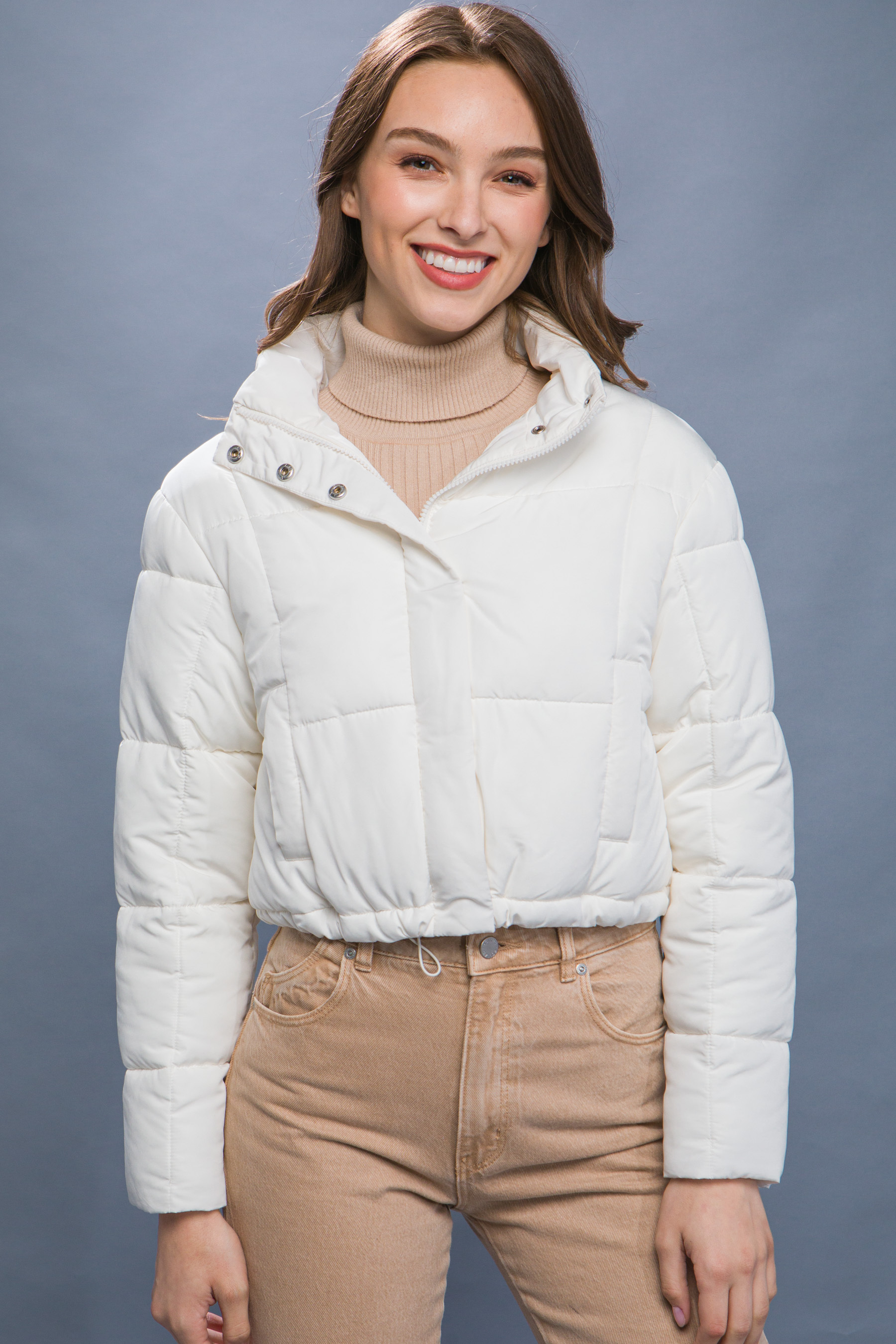 JACKETW Women's Pongee Short Cropped Puffer Jacket-LT-W-7011