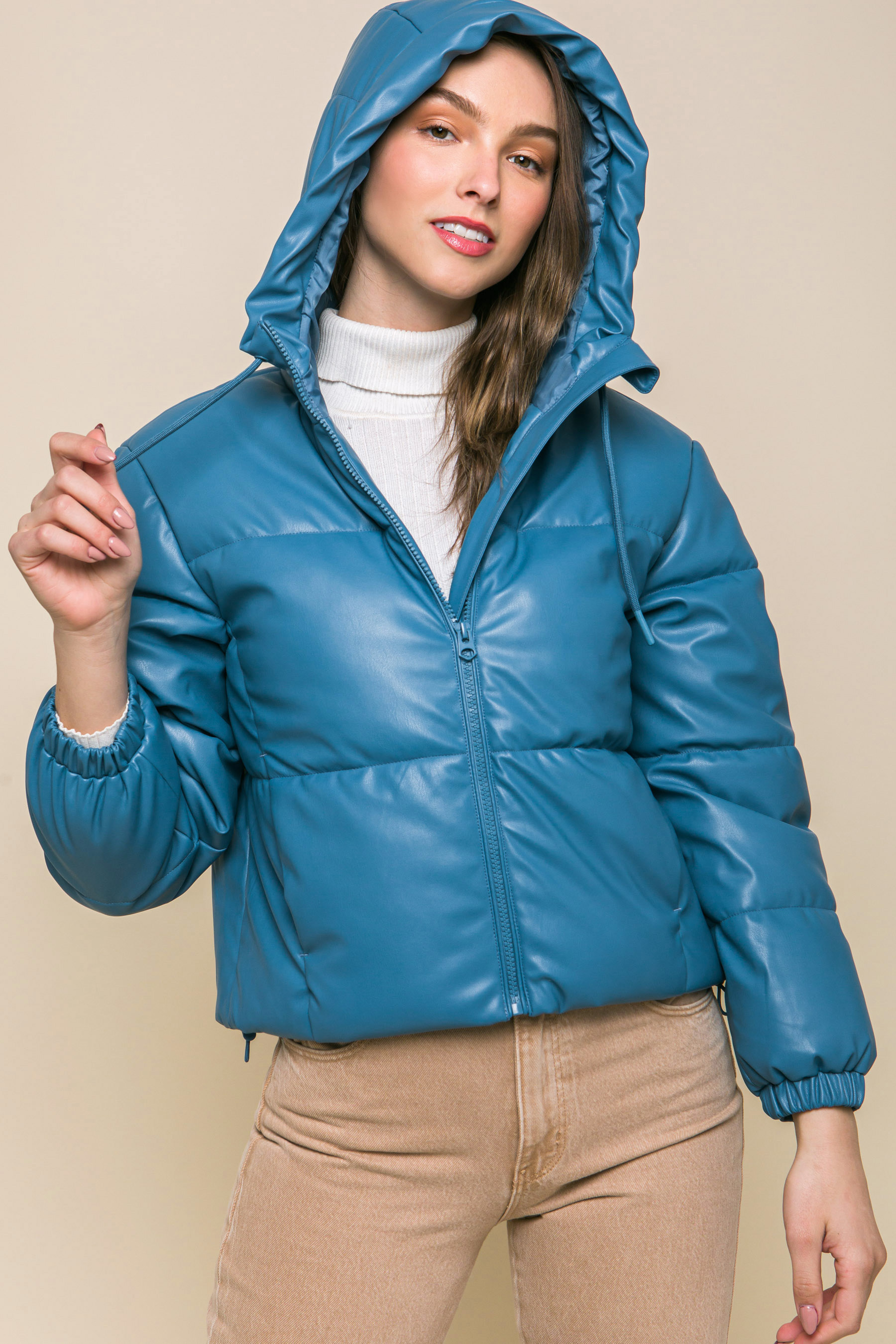 JACKETW Women's Short Hooded Puffer Jacket-LT-W-6961