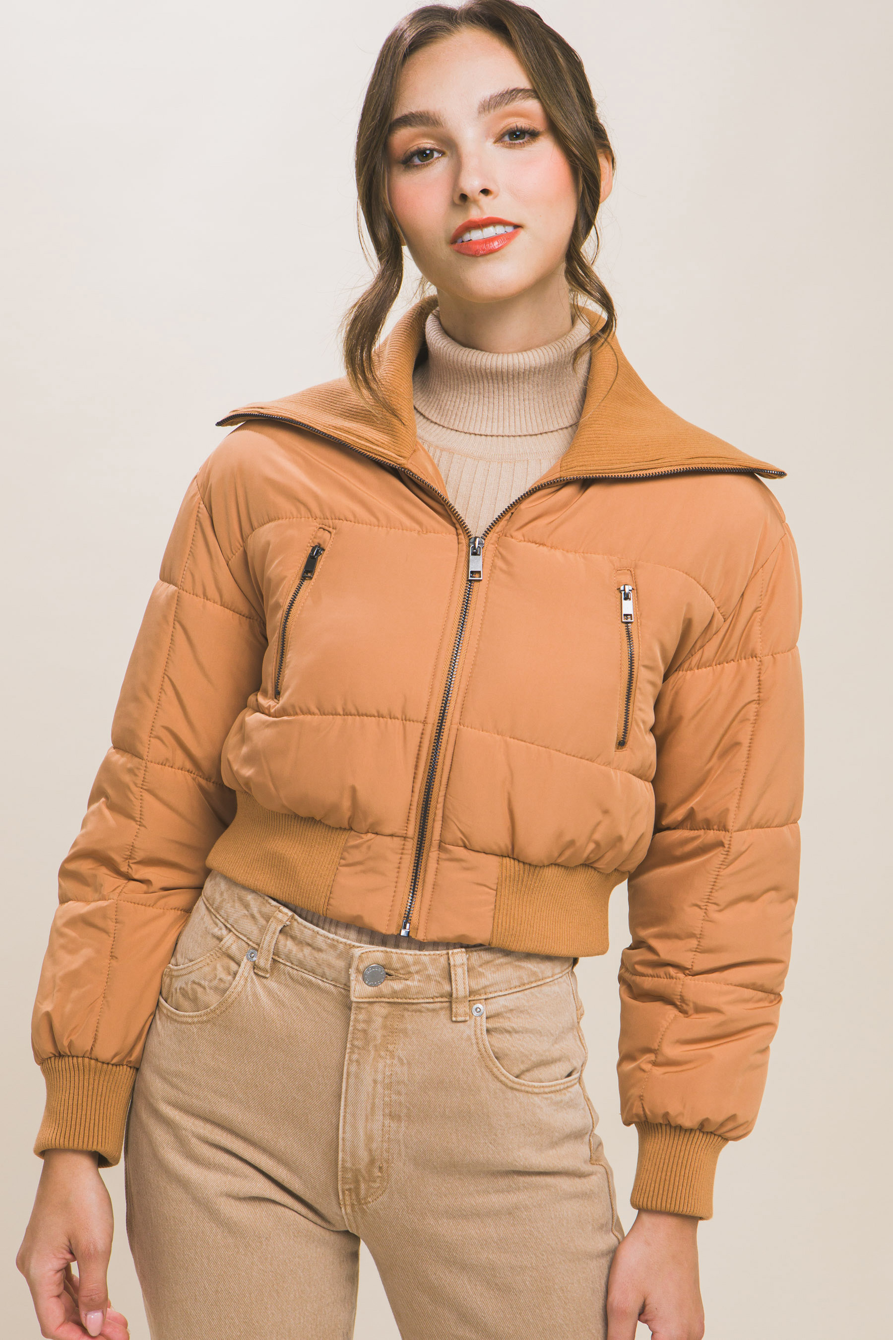 JACKETW Women's Pongee Short Cropped Puffer Jacket-LT-W-7011