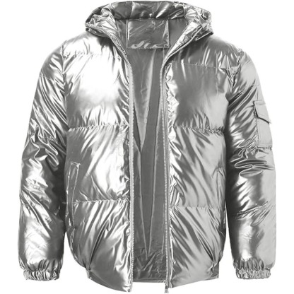 JACKETW Men's Hooded Thick Warm Cotton Colour Padded Shiny Jacket -ZH124