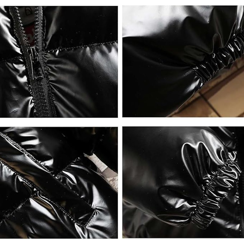 JACKETW Men's Hooded Thick Warm Cotton Colour Padded Shiny Jacket -ZH124