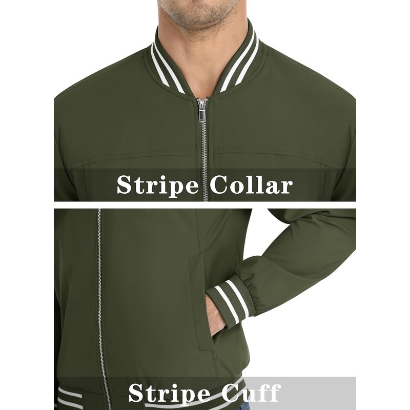 JACKETW Men's Bomber Lightweight Water Resistant Windbreaker Jacket-ZH105