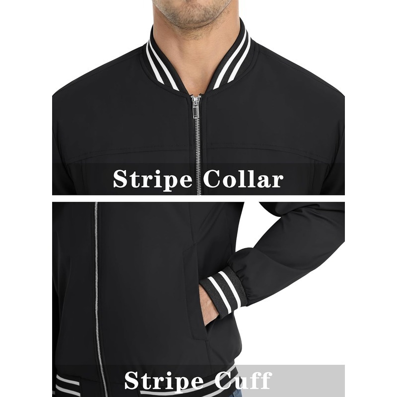 JACKETW Men's Bomber Lightweight Water Resistant Windbreaker Jacket-ZH105