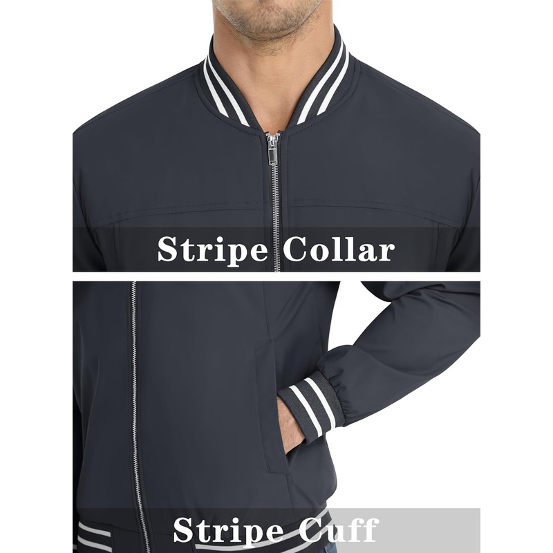 JACKETW Men's Bomber Lightweight Water Resistant Windbreaker Jacket-ZH105