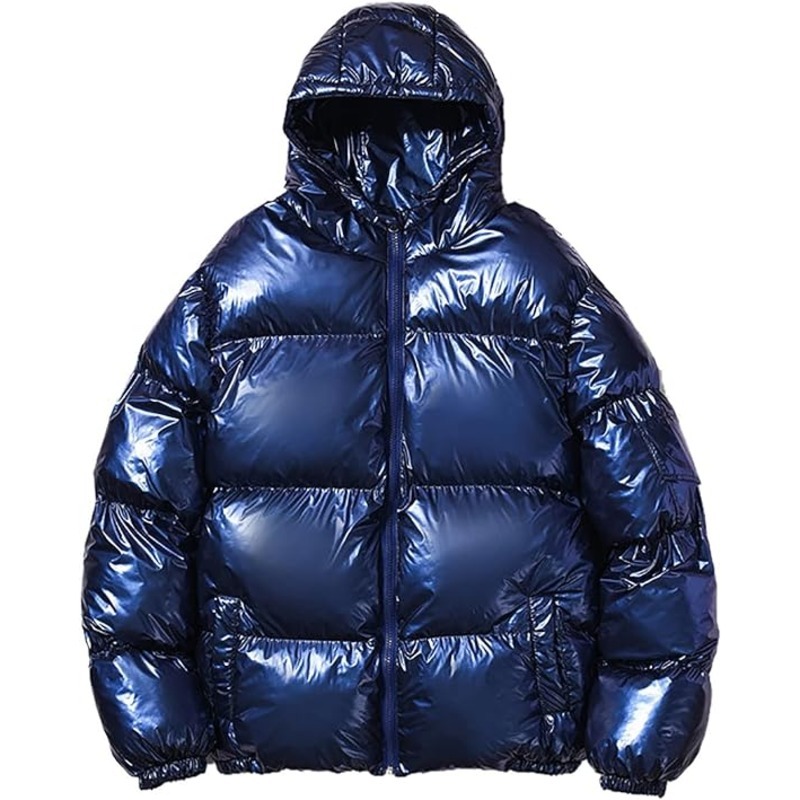 JACKETW Men's Hooded Thick Warm Cotton Colour Padded Shiny Jacket -ZH124