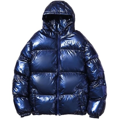 JACKETW Men's Hooded Thick Warm Cotton Colour Padded Shiny Jacket -ZH124