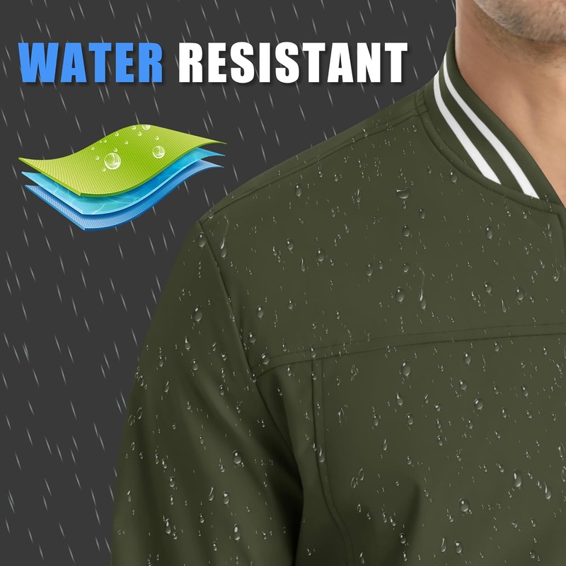 JACKETW Men's Bomber Lightweight Water Resistant Windbreaker Jacket-ZH105