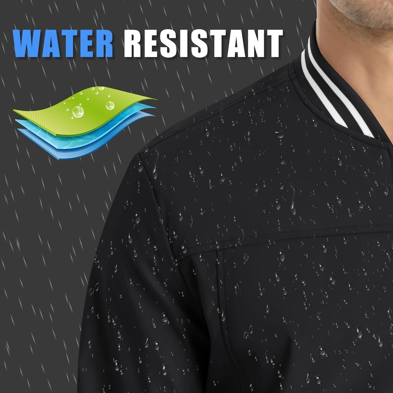 JACKETW Men's Bomber Lightweight Water Resistant Windbreaker Jacket-ZH105