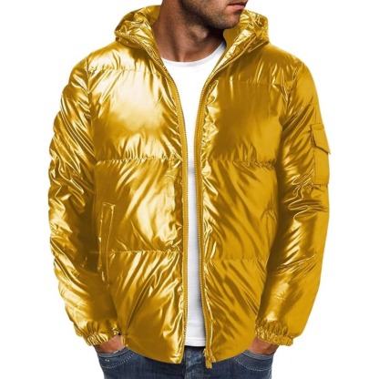 JACKETW Men's Hooded Thick Warm Cotton Colour Padded Shiny Jacket -ZH124