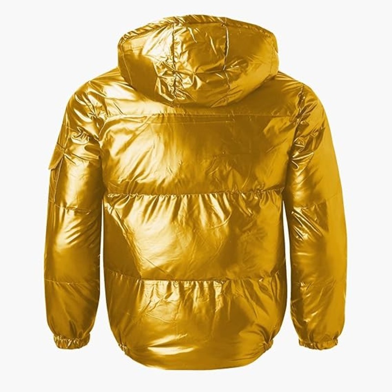 JACKETW Men's Hooded Thick Warm Cotton Colour Padded Shiny Jacket -ZH124