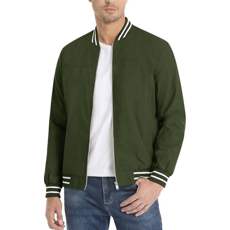 JACKETW Men's Bomber Lightweight Water Resistant Windbreaker Jacket-ZH105