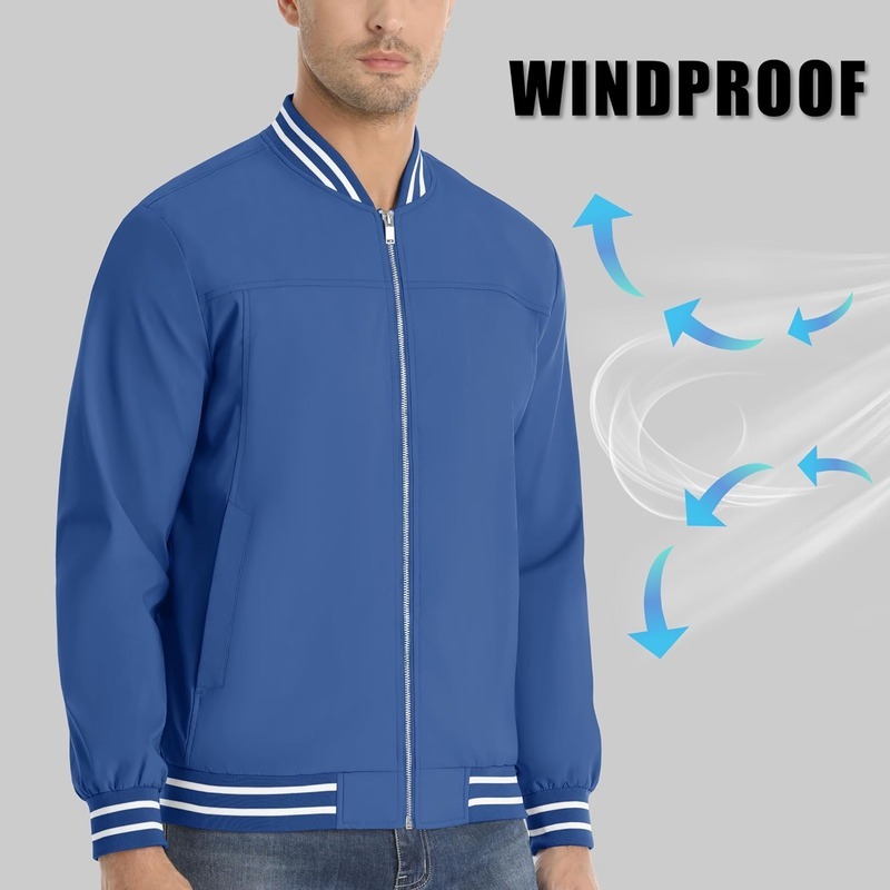 JACKETW Men's Bomber Lightweight Water Resistant Windbreaker Jacket-ZH105