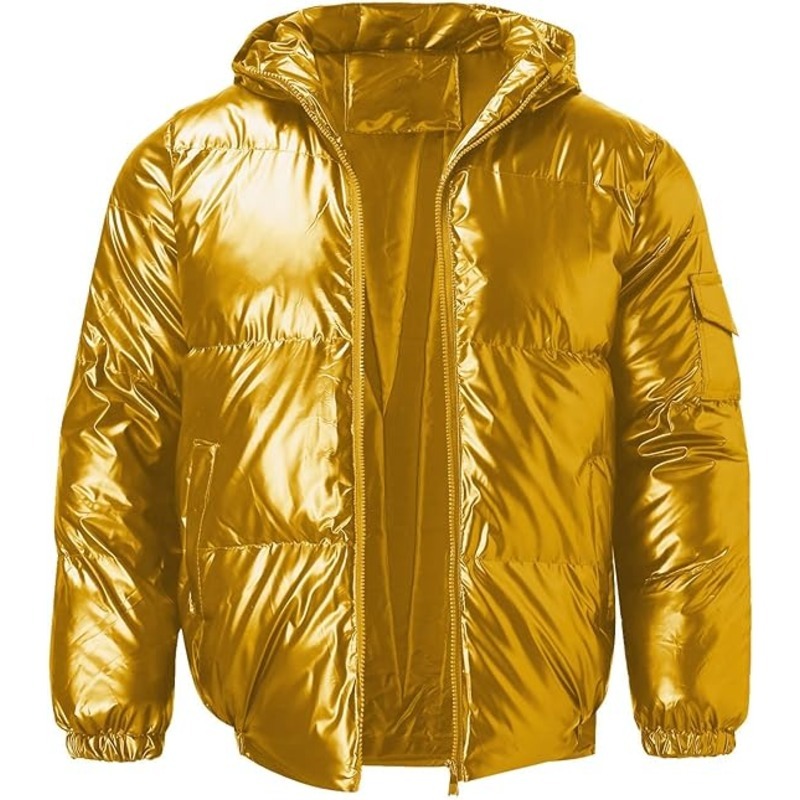 JACKETW Men's Hooded Thick Warm Cotton Colour Padded Shiny Jacket -ZH124