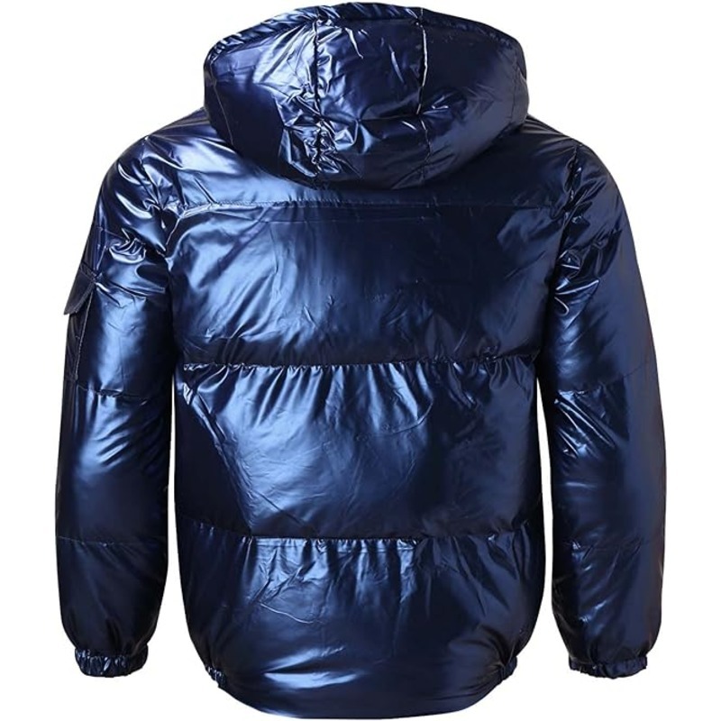 JACKETW Men's Hooded Thick Warm Cotton Colour Padded Shiny Jacket -ZH124