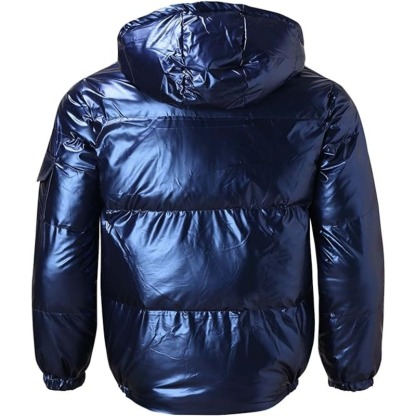 JACKETW Men's Hooded Thick Warm Cotton Colour Padded Shiny Jacket -ZH124