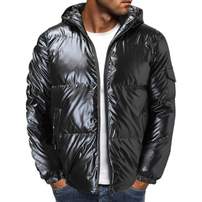 JACKETW Men's Hooded Thick Warm Cotton Colour Padded Shiny Jacket -ZH124