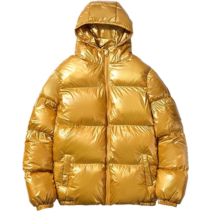 JACKETW Men's Hooded Thick Warm Cotton Colour Padded Shiny Jacket -ZH124