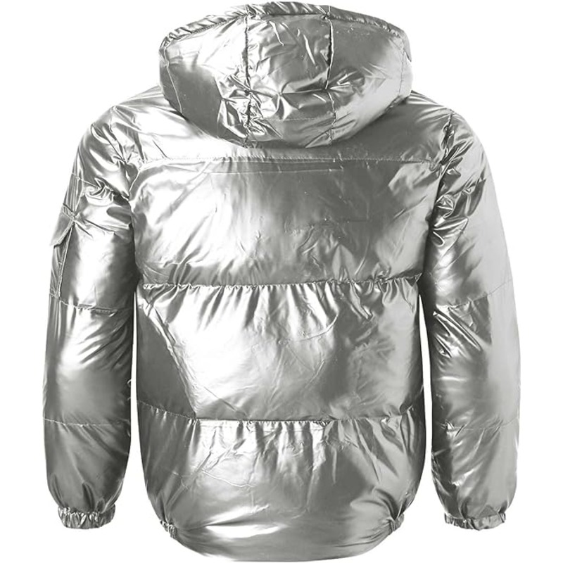 JACKETW Men's Hooded Thick Warm Cotton Colour Padded Shiny Jacket -ZH124